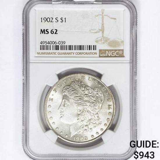 1902-S Morgan Silver Dollar NGC MS62