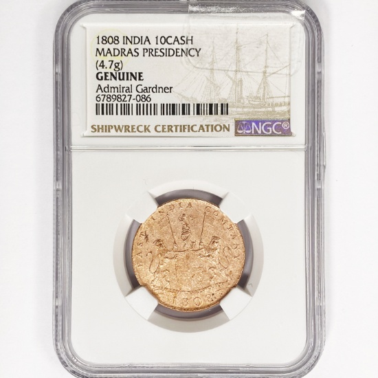 1808 India Madres Pres 10 Cash Token NGC