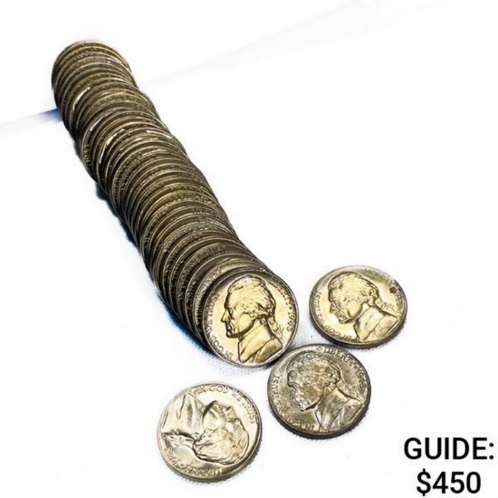 1943-D Jefferson Nickel Roll (40 Coins) BU