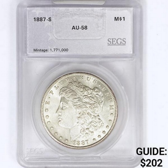 1887-S Morgan Silver Dollar SEGS AU58