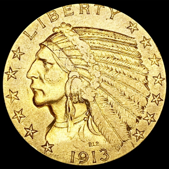 1913-S $5 Gold Half Eagle LIGHTLY CIRCULATED
