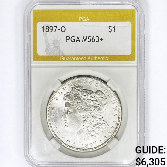 1897-O Morgan Silver Dollar PGA MS63+