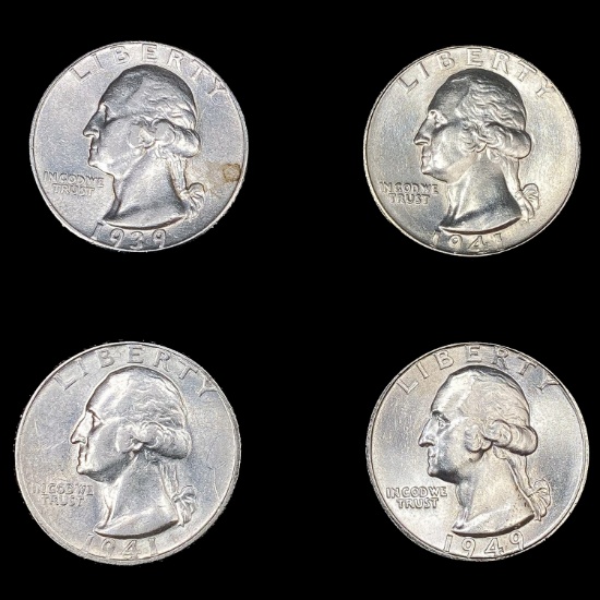(4) Wash. Silver Quarters (1939, 1941-D, 1941-S, 1