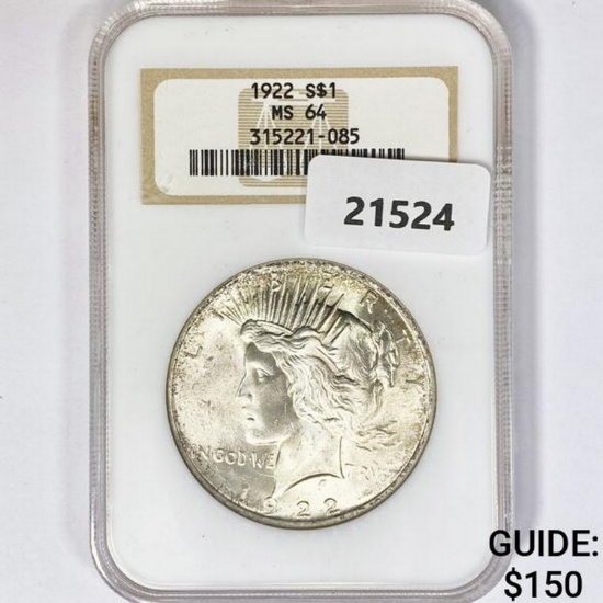 1922 Silver Peace Dollar NGC MS64