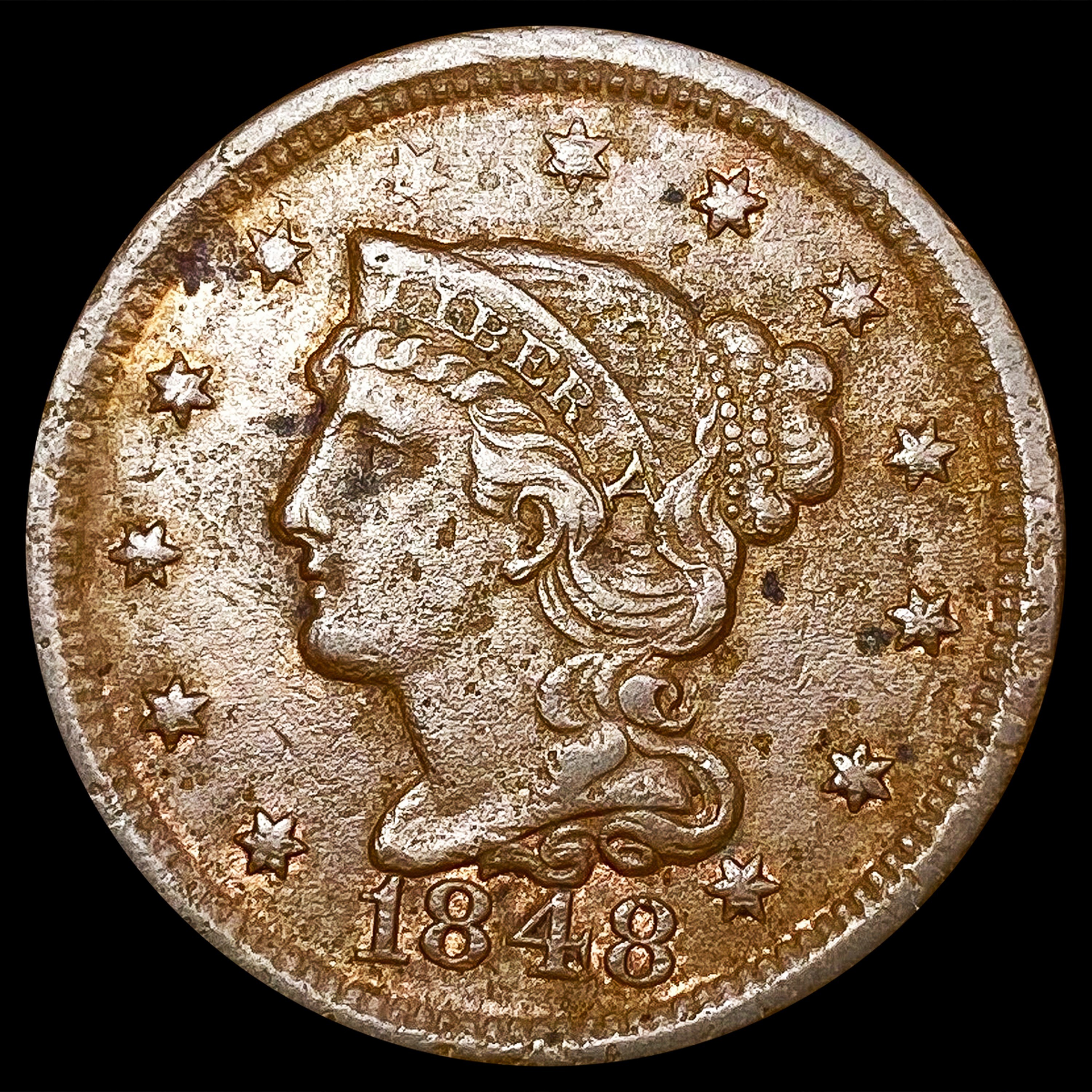 1851 Braided Hair Half Cent - An Uncirculated Brown Coin