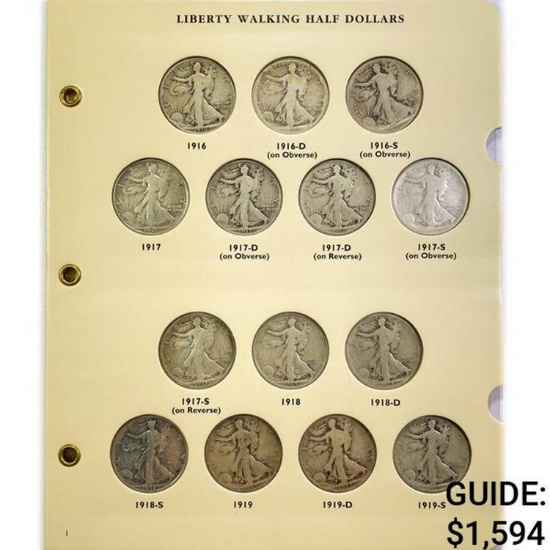 1916-1947 Walking Half Dollar Book (65 Coins)