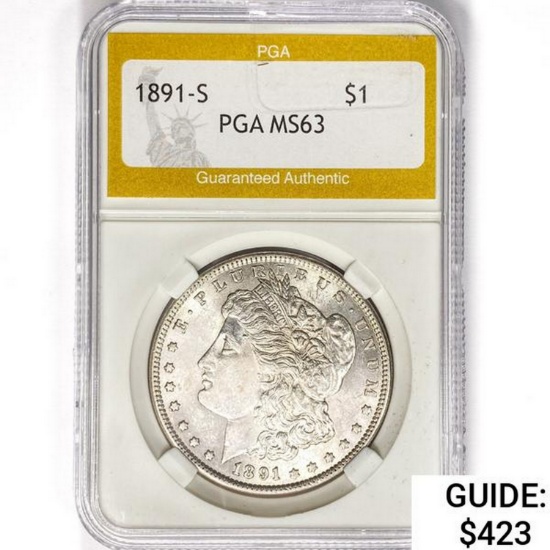 1891-S Morgan Silver Dollar PGA MS63