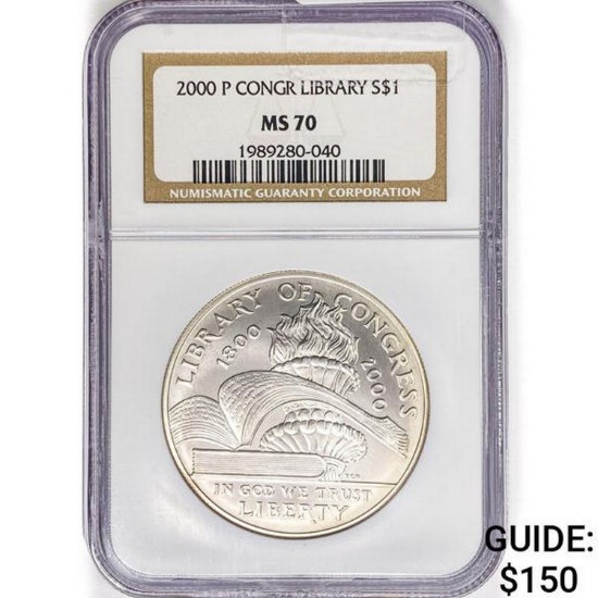 2000-P Silver $1 NGC MS70 CONGR Library