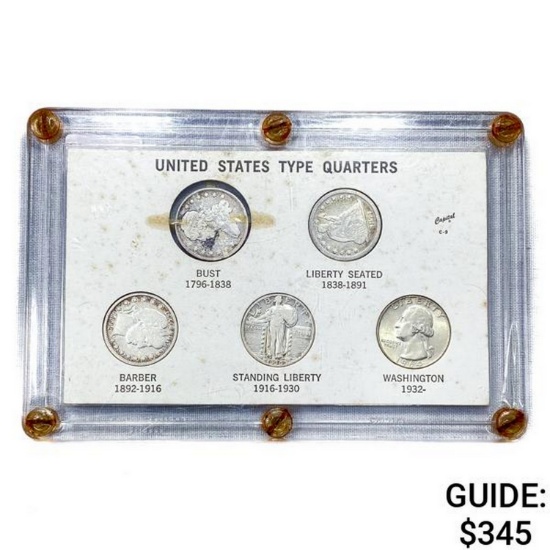 1796-1932 US Type Quarter Set (5 Coins)