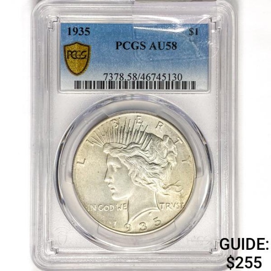 1935 Silver Peace Dollar PCGS AU58