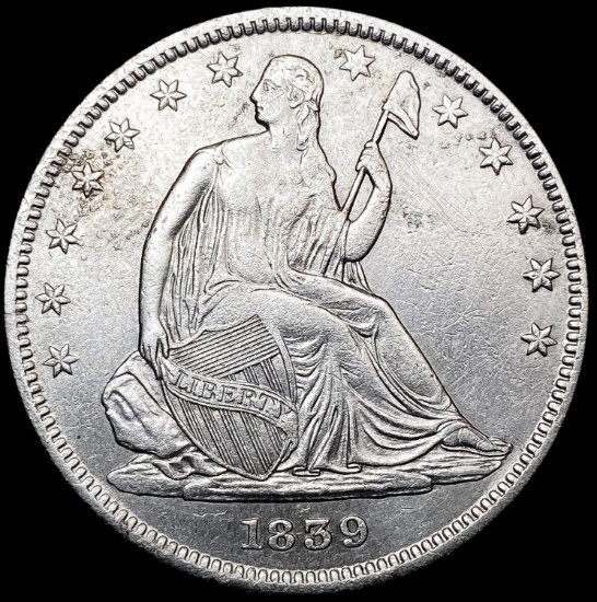 1839 Seated Liberty Half Dollar CLOSELY UNCIRCULAT