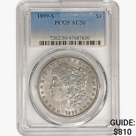 1889-S Morgan Silver Dollar PCGS AU50 SLAB ERROR