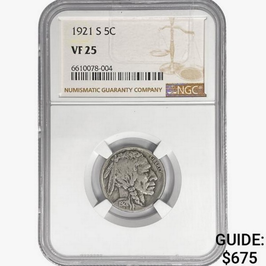 1921-S Buffalo Nickel NGC VF25