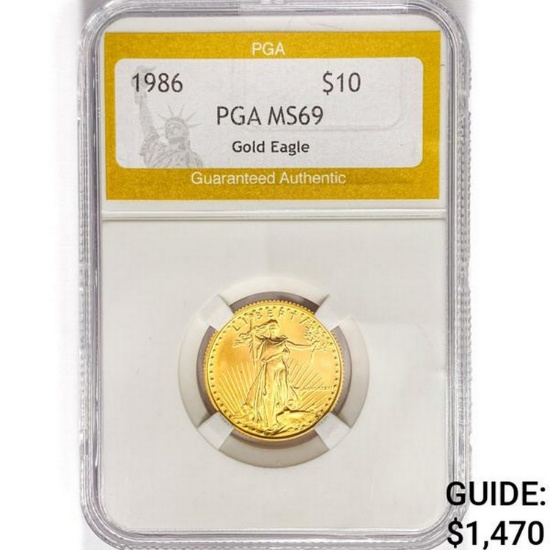 1986 $10 American Gold Eagle PGA MS69
