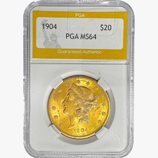 1904 $20 Gold Double Eagle PGA MS64