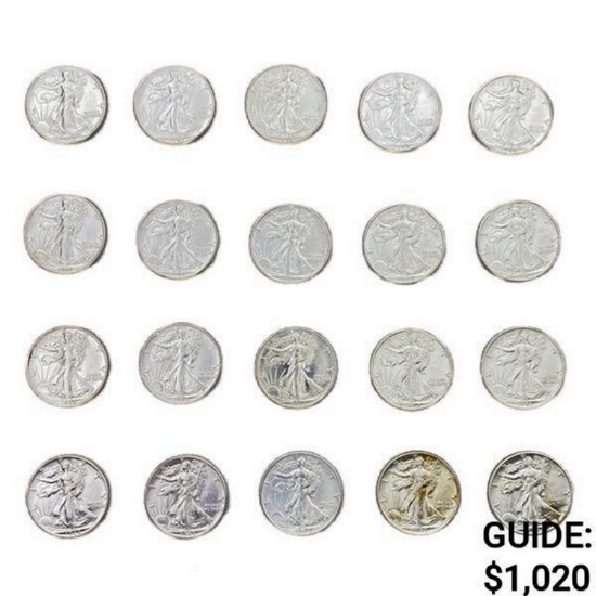 1940-1946 Walking Half Dollars (20 Coins)