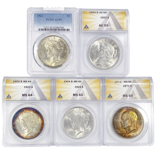 [5] Silver Dollar Collection ANACS/PCGS AU/MS [[2]