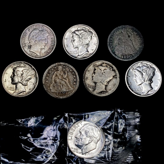 [8] Varied US Dimes (1850, 1890, 1914, 1921, 1936-