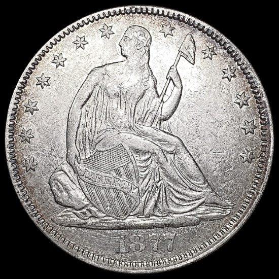 1877 Seated Liberty Half Dollar CLOSELY UNCIRCULAT