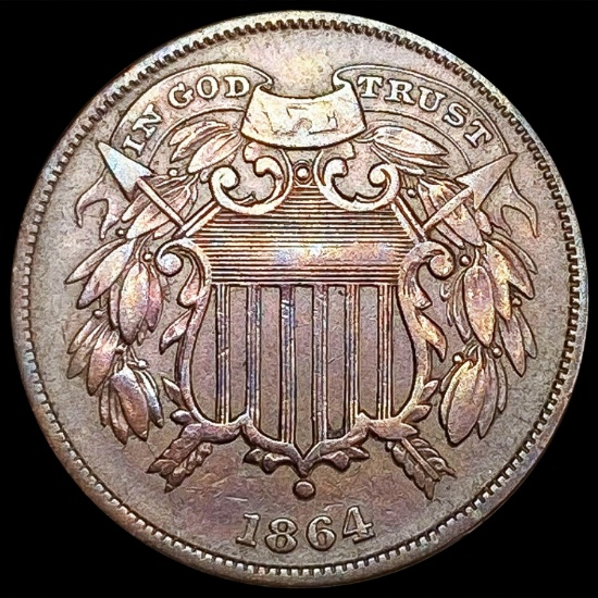 1864 Sml Motto Two Cent Piece CLOSELY UNCIRCULATED