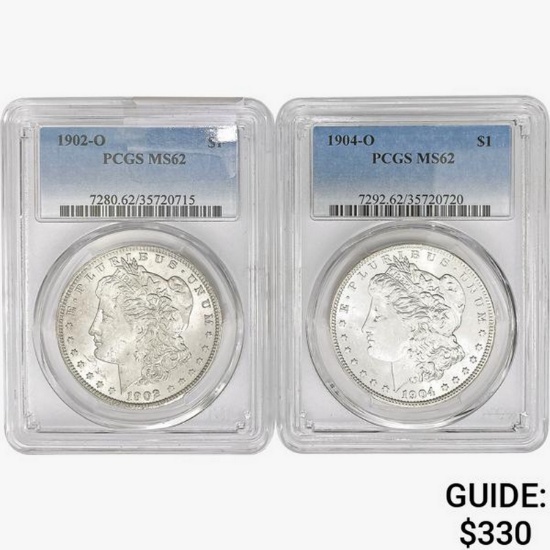 1902&1904 [2] Morgan Silver Dollar PCGS MS62