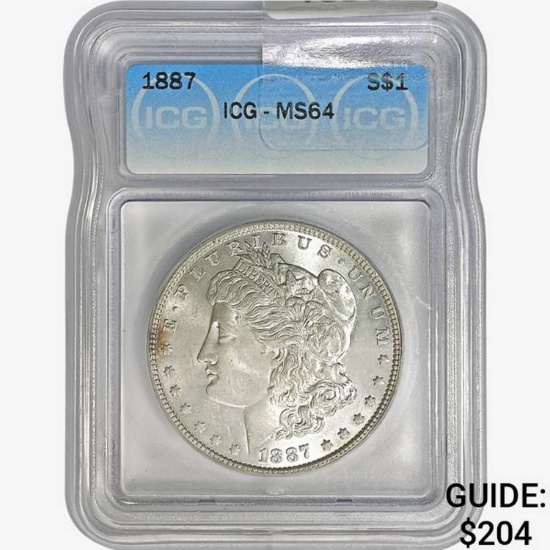 1887 Morgan Silver Dollar ICG MS64