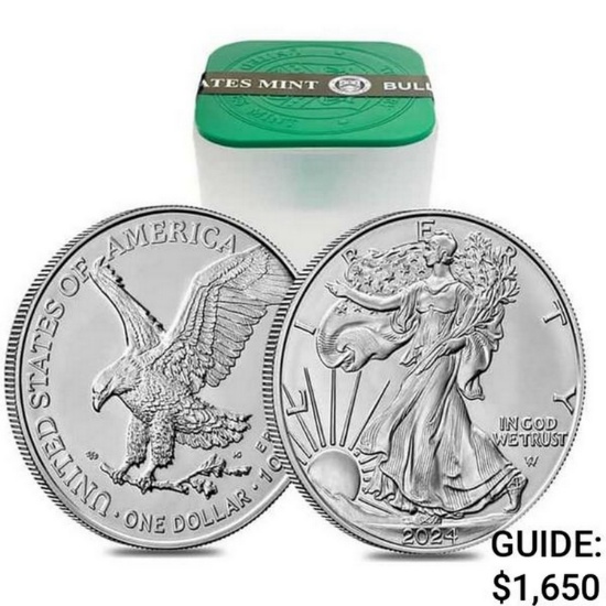 2024 AMERICAN SILVER EAGLE 20 COIN BU ROLL Coins & Currency Coins US