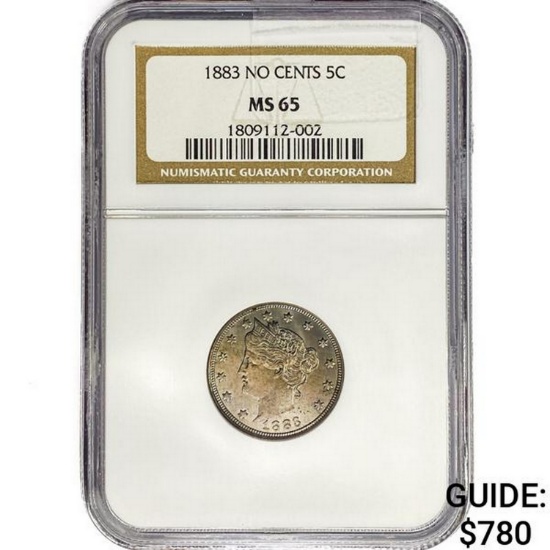 1883 Liberty Victory Nickel NGC MS65 No Cents