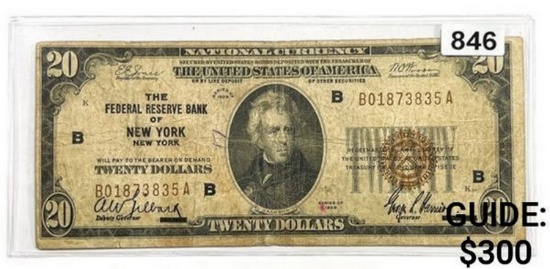 1929 $20 New York, NY National Bank Note