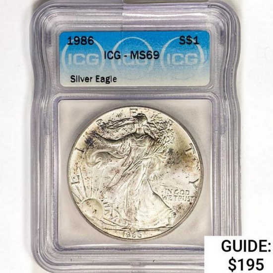 1986 American Silver Eagle ICG MS69