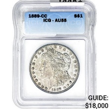 1889-CC Morgan Silver Dollar ICG AU55