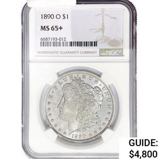 1890-O Morgan Silver Dollar NGC MS65+