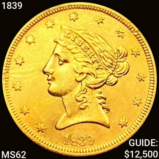 1839 $5 Gold Half Eagle UNCIRCULATED