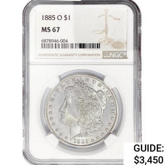 1885-O Morgan Silver Dollar NGC MS67