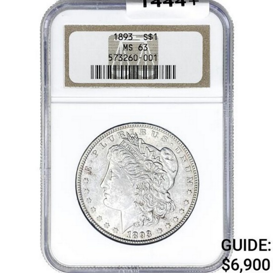 1893 Morgan Silver Dollar NGC MS63