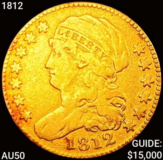 1812 $5 Gold Half Eagle CLOSELY UNCIRCULATED