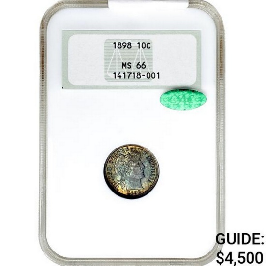 1898 CAC Barber Dime NGC MS66