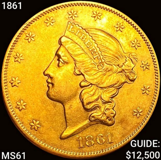 1861 $20 Gold Double Eagle UNCIRCULATED