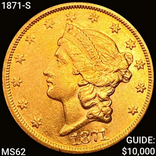 1871-S $20 Gold Double Eagle UNCIRCULATED
