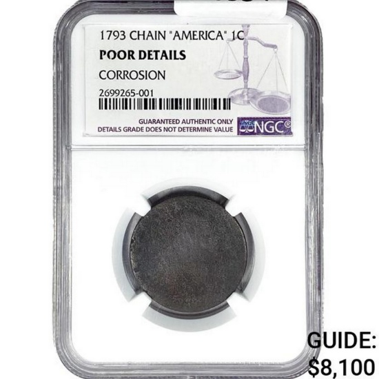 1793 Chain America Large Cent NGC