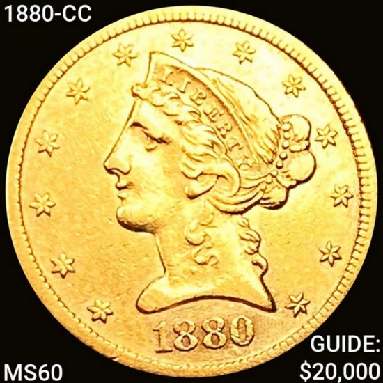 1880-CC $5 Gold Half Eagle UNCIRCULATED