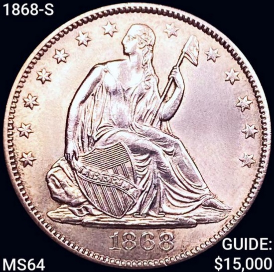 1868-S Seated Liberty Half Dollar CHOICE BU