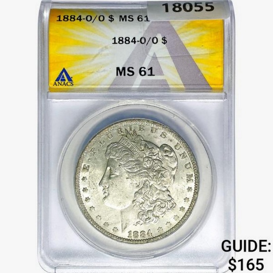1884-O/O Morgan Silver Dollar ANACS MS61