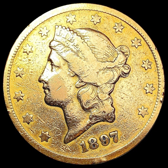 1897-S $20 Gold Double Eagle NICELY CIRCULATED