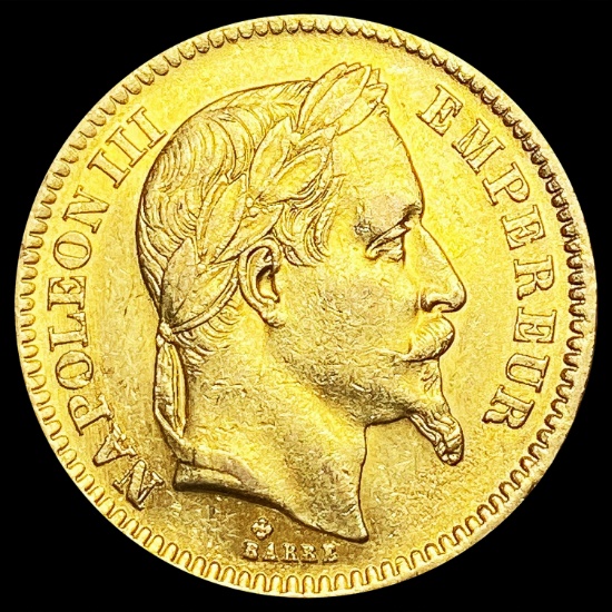 1862 France .1867oz Gold 20 Francs CLOSELY UNCIRCU
