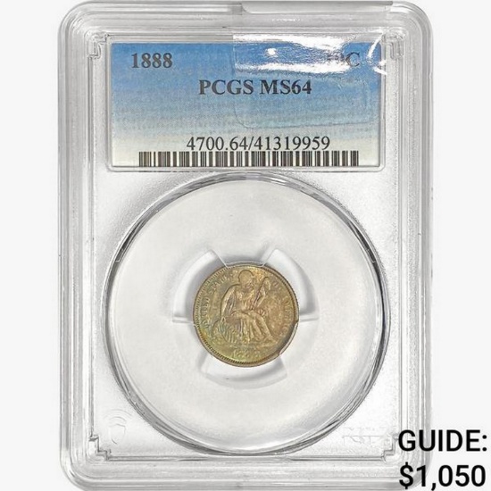 1888 Seated Liberty Dime PCGS MS64