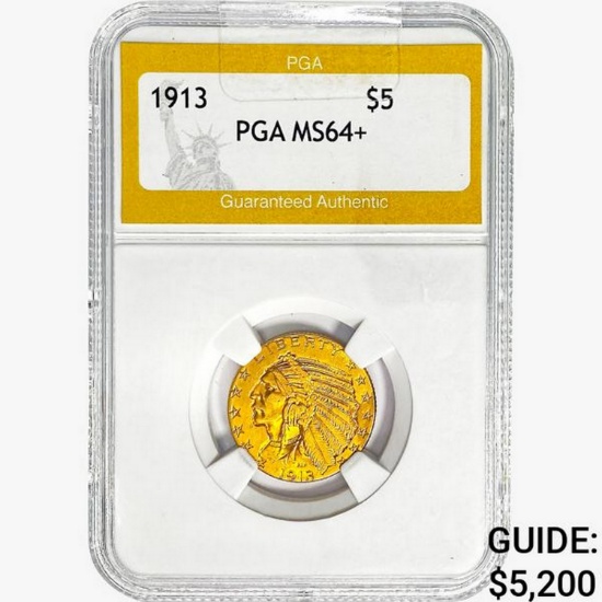 1913 $5 Gold Half Eagle PGA MS64+
