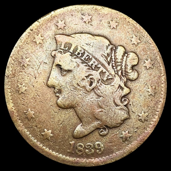 1839 Braided Hair Large Cent NICELY CIRCULATED