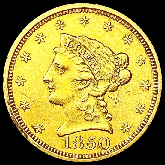 1850 $2.50 Gold Quarter Eagle CHOICE AU