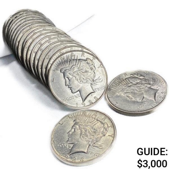 1923-S Peace Silver Dollar Roll (20 Coins)